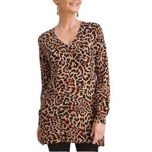 Chico's Lovely Cashmere Blend Animal-Print Tunic Sweater Size S $119 Lightweight